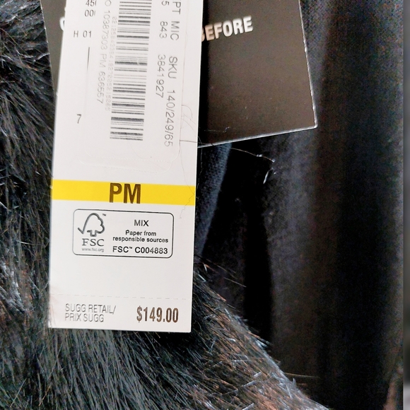 Jones New York Petite Black Fur Collar Wool Blend Sequins Cardigan Sz PM NWT - Picture 7 of 9